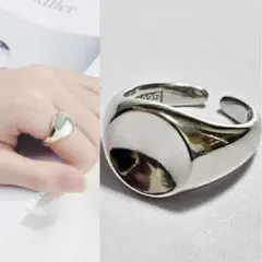 印台 丸型 シンプル シグネット オープン リング 指輪 シルバー S925刻印
