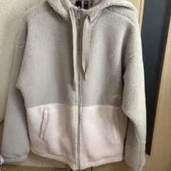 adidas フード付きボアジャケット ベージュ　ピンク