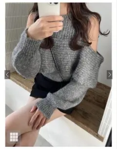 ショルダーオープンニットトップス[mb1575