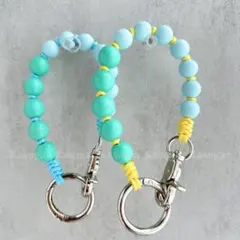 Sorami☆スマホ ウッドビーズ ハンド ストラップ キー ホルダー チャーム