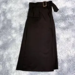 GRL【S】ベルト付アシンメトリースリットタイトスカート　ブラック　小さいサイズ