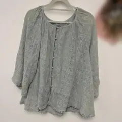 SLOBE IENA ブルーグレー刺繍シャツ 7分袖　春物につき最終価格