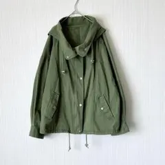 1251 マウンテンパーカー グリーン系 Ｍ フード付 ブルゾン ドローコード