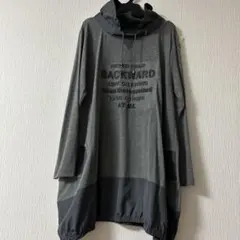 今月のお値下げ 新品ロゴマークフード付き チュニック グレー L