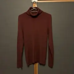 バーガンディ Mサイズ タートルネックセーター