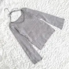 スパイラルガール (F) フレアスリーブリブニット Vネック リボン セーター