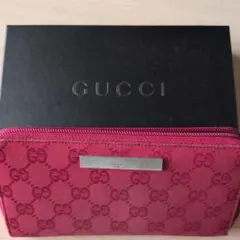 GUCCI GGキャンバス ラウンドファスナー長財布