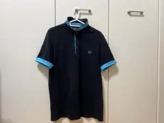 FRED PERRYフレッドペリー　ブラックポロシャツ M ヒットユニオン製　青