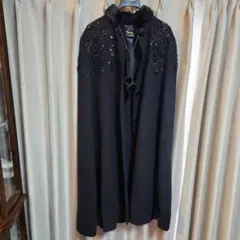 新品　ファー付き高級カシミヤケープコート　クリスマス　結婚式　パーティー