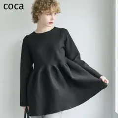coca コカ フレアニット スポンディッシュペプラム ブラック