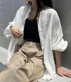 CIAOPANIC TYPY リネンレーヨンバンドカラーシャツ