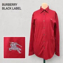 BURBERRY BLACK LABEL 長袖 レッド 刺繍ロゴ ホースロゴ