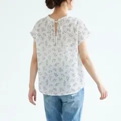 ロペピクニック【38】フレンチスリーブブラウス 花柄 総柄 バックリボン 夏