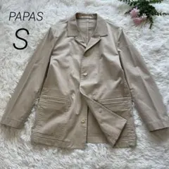 Papas パパス ライトベージュ テーラードジャケット　羽織り　ストレッチ　Sのサムネイル