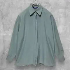jasmiSILK シルク100% シャツ L セージグリーン 長袖 上品