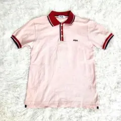 FILAフィラメンズ ピンク ポロシャツMコットン100％ 刺繍ロゴ　ゴルフ