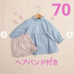 ブランシェス　さくら刺繍トップス　ボトムス　ヘアバンド　70のサムネイル