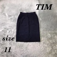 TIM ティム (11) 膝丈タイトスカート 星柄刺繍 裏地付 ネイビーのサムネイル