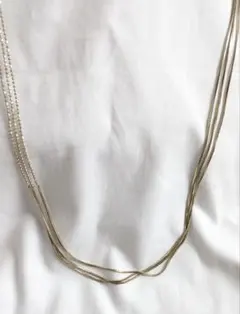 ゴールド系 3連ロングネックレス