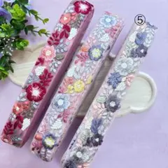 【インド刺繍リボン182】4m(半ロール) 幅約3cm 細幅リボン