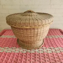 天然素材 蓋付き収納バスケット