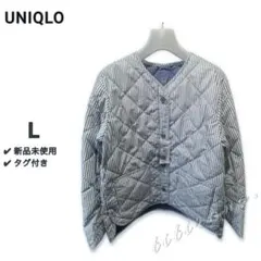 【新品未使用】UNIQLO◆パフテックノーカラージャケット◆ブルー《L》