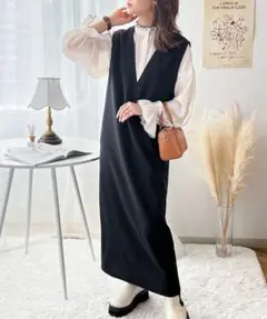 classicalelf リネンライクマキシ丈ジャンパースカート