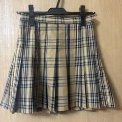 ベージュ系チェック プリーツミニスカート