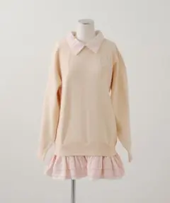 Chico 【マルチway】シャツレイヤードニットワンピース　ベージュ