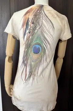 【希少】GOA　プリントTシャツ　羽根デザイン　生成のサムネイル