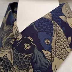 鯉 和柄 半襟 半衿 ハンドメイド 生地 仕付けしやすい芯付き 黒 - メルカリ