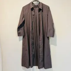ユニクロ シャツワンピース ひざ丈 ショートポイントカラー 七分袖 M カーキ
