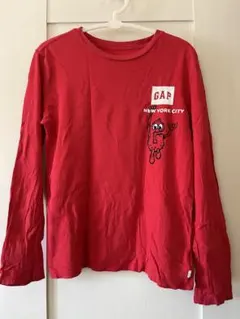 ギャップ　GAP キッズ　ロゴプリントT 長袖シャツ　レッド　150