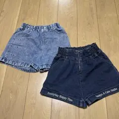 デニムショートパンツ2点セット（ハート刺繍）キッズ 女の子 半ズボン