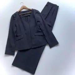 美品 SHIPS パンツスーツセットアップ シャドーサッカー 濃グレー M