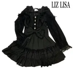 【訳あり特価！】リズリサLIZ LISAティアラリボンティアードワンピース 黒
