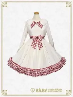 ベイビー Love Heartギンガムワンピース 生成