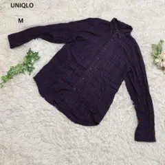 ⭐︎ユニクロ　シャツ　チェック柄　長袖　ユニセックスボタンダウン綿100% M紺赤