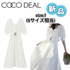 【新品】COCO DEAL コットン刺繍MIXベルトワンピース 白