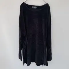 NUOVA MODA 【L】ベロア調 ブラック オーバーサイズ トップス デート