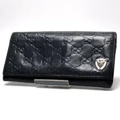 1211GUCCI グッチシマ シマレザー フラップウォレット ネイビー GG