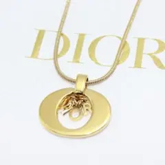 美品 Dior クリスチャンディオール ロゴ サークル ゴールド ネックレス