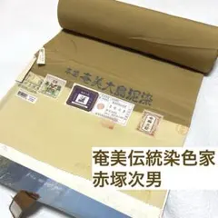本場奄美大島泥染　色無地　藤紫　赤塚次男　反物　正絹　着物　生地　丹後縮緬 本場奄美大島泥染 色無地 藤紫 赤塚次男 反物 正絹 着物 生地 丹後縮緬