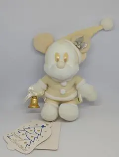 東京ディズニーランド　ぬいぐるみバッジ　ミッキーマウス　クリスマス　ホワイト
