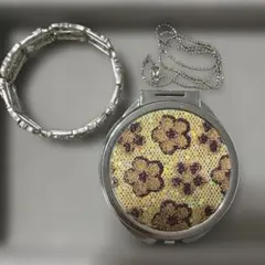 花柄シルバー手鏡￼・ネックレス3点セット
