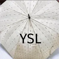 イヴ・サンローラン　YSL 総柄　雨傘　長傘 ゴールド　傘袋あり　上品のサムネイル