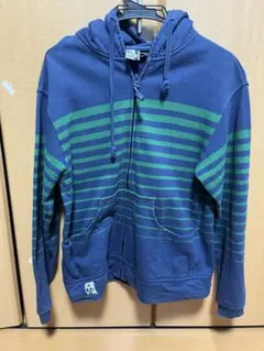 週末値下げCHUMS ストライプパーカー ネイビー/グリーンサイズＭ