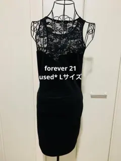 FOREVER 21 レース切替 ノースリーブワンピース ブラック L