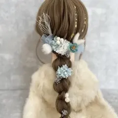 アネモネブルー♡金箔付♡髪飾り ヘッドドレス 前撮り 成人式 卒業式 七五三