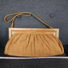 ヴィンテージ レザー がま口 バッグ 昭和レトロ アンティーク クラッチ